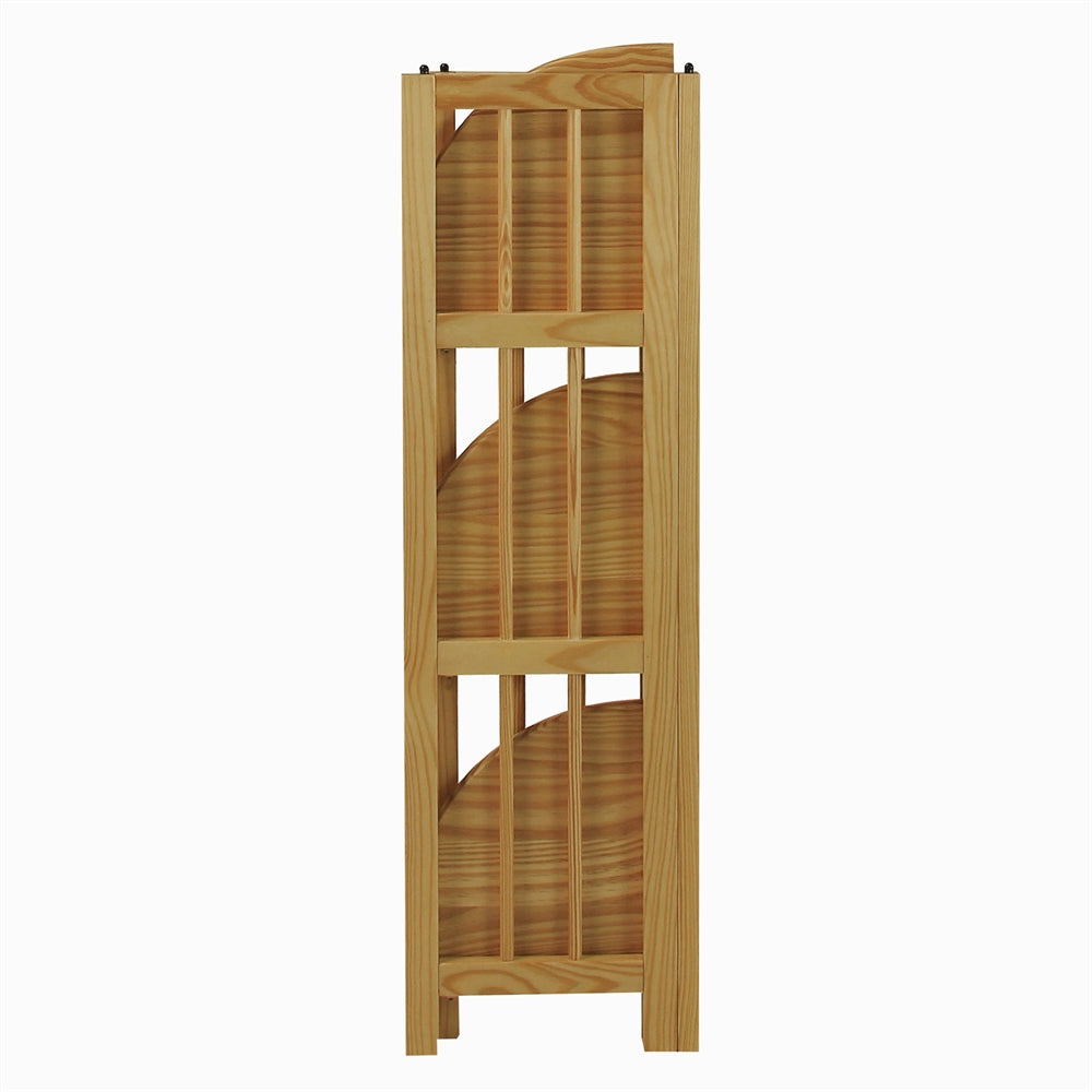 4-Shelf Corner Folding Bookcase-Natural - Casual Home