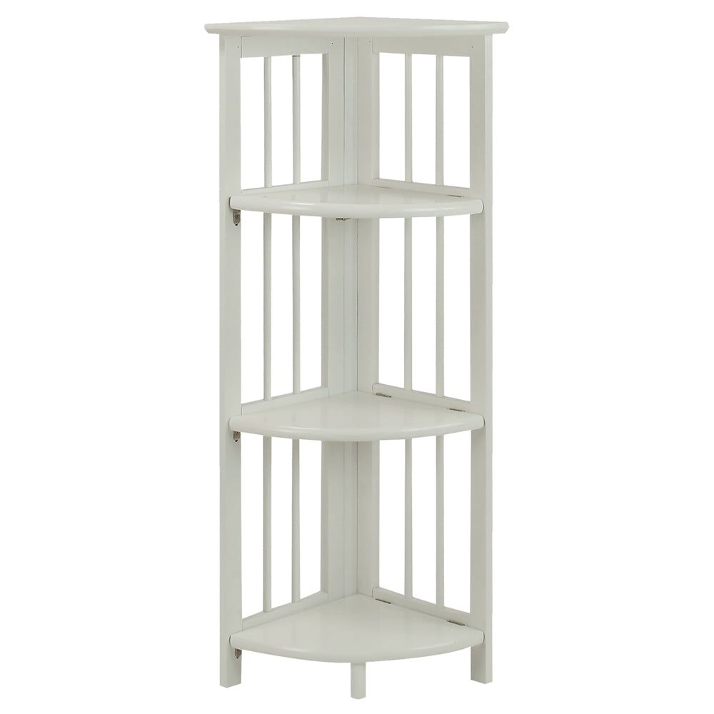 4-Shelf Corner Folding Bookcase-White - Casual Home