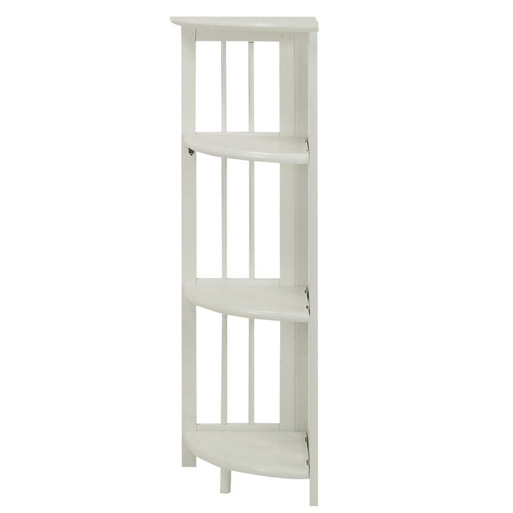 4-Shelf Corner Folding Bookcase-White - Casual Home