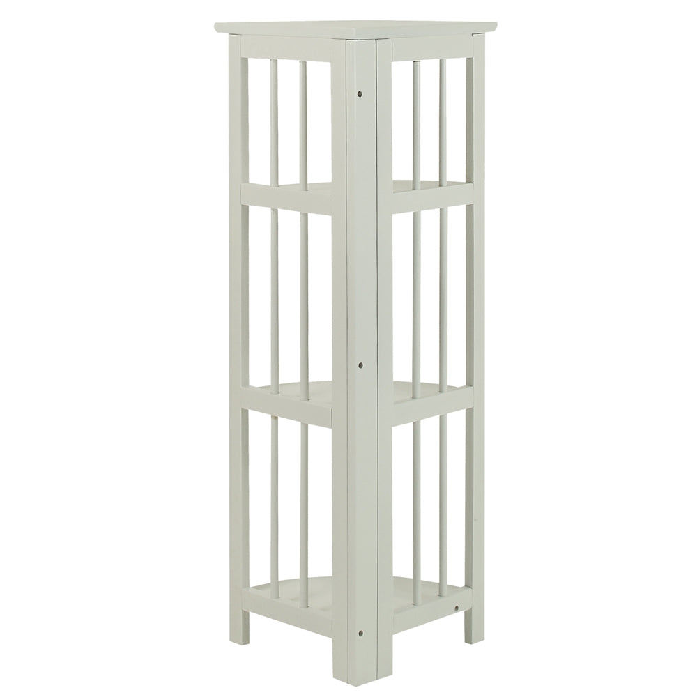 4-Shelf Corner Folding Bookcase-White - Casual Home