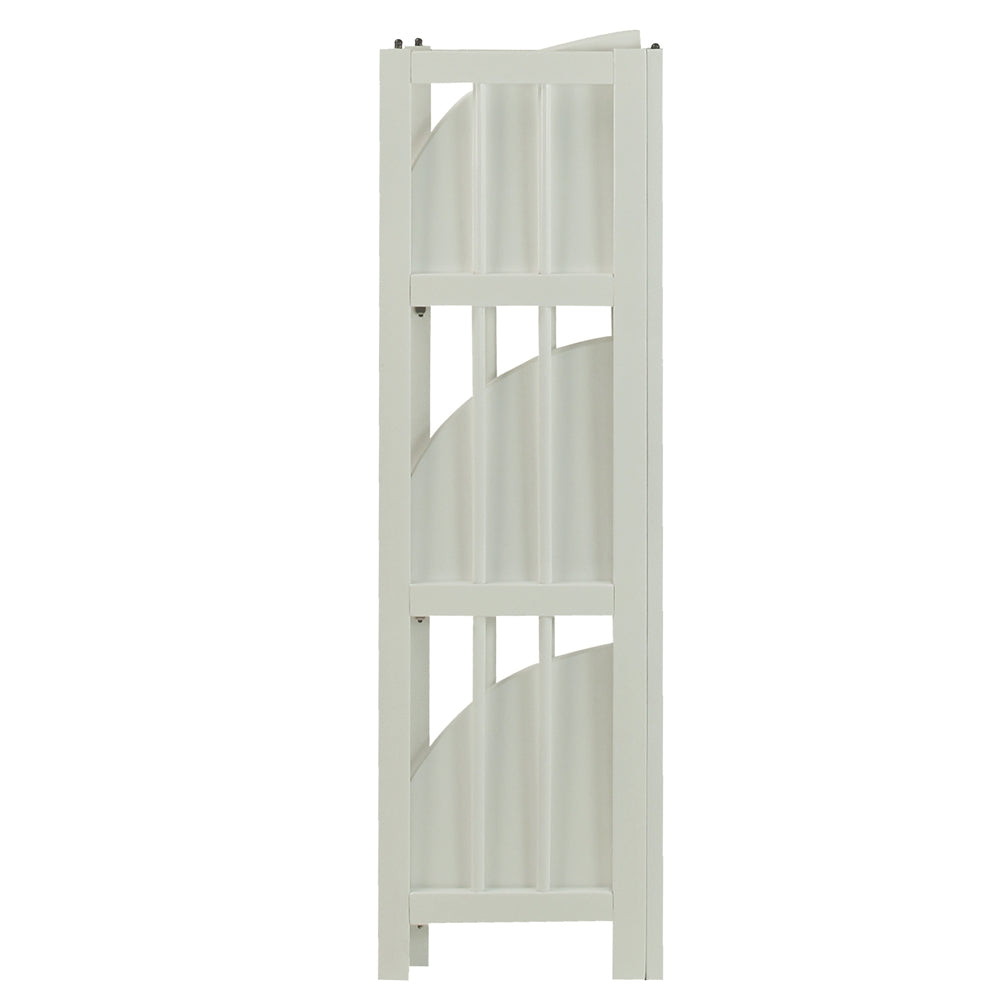 4-Shelf Corner Folding Bookcase-White - Casual Home