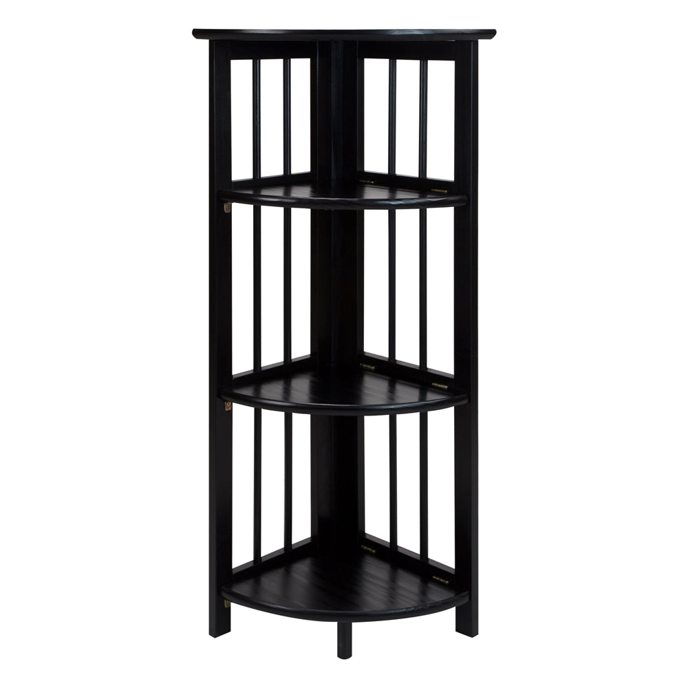 4-Shelf Corner Folding Bookcase-Black - Casual Home