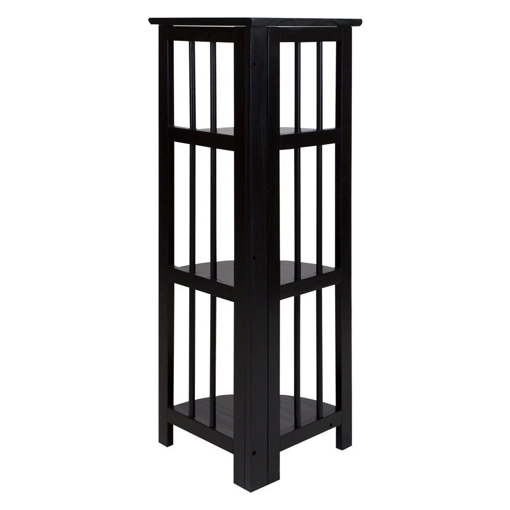 4-Shelf Corner Folding Bookcase-Black - Casual Home
