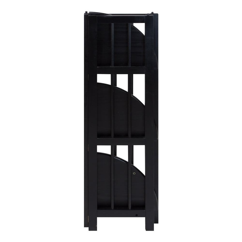 4-Shelf Corner Folding Bookcase-Black - Casual Home