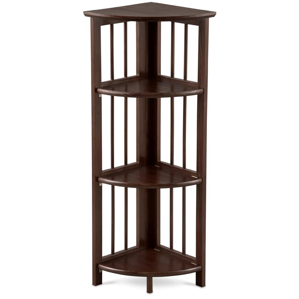 4-Shelf Corner Folding Bookcase - Truffle Brown - Casual Home