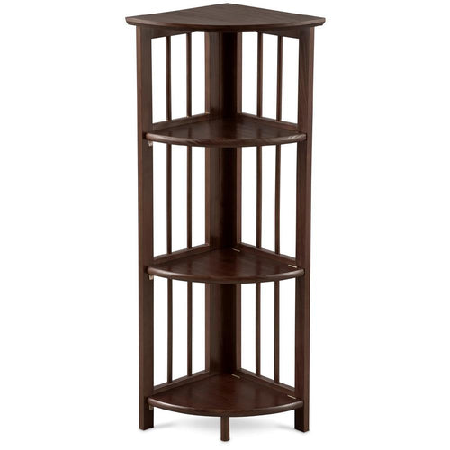 4-Shelf Corner Folding Bookcase - Truffle Brown - Casual Home