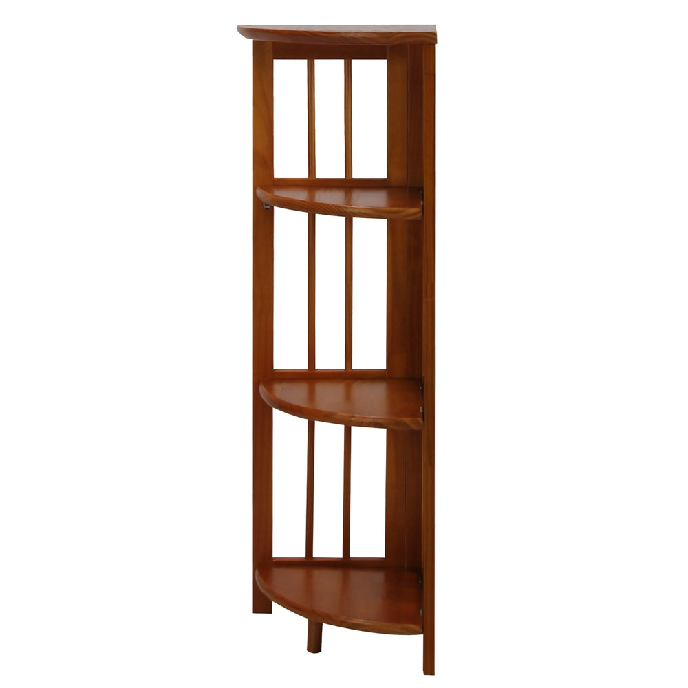 4-Shelf Corner Folding Bookcase-Honey Oak - Casual Home
