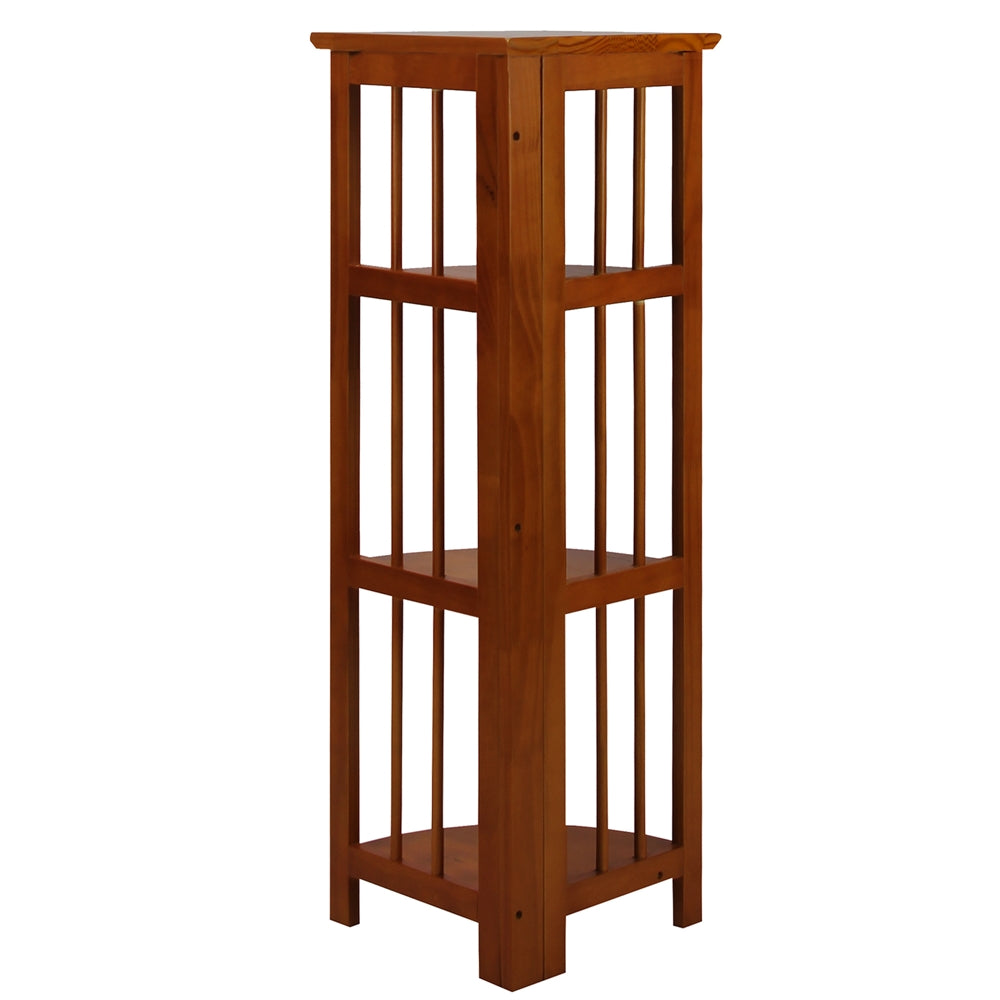 4-Shelf Corner Folding Bookcase-Honey Oak - Casual Home