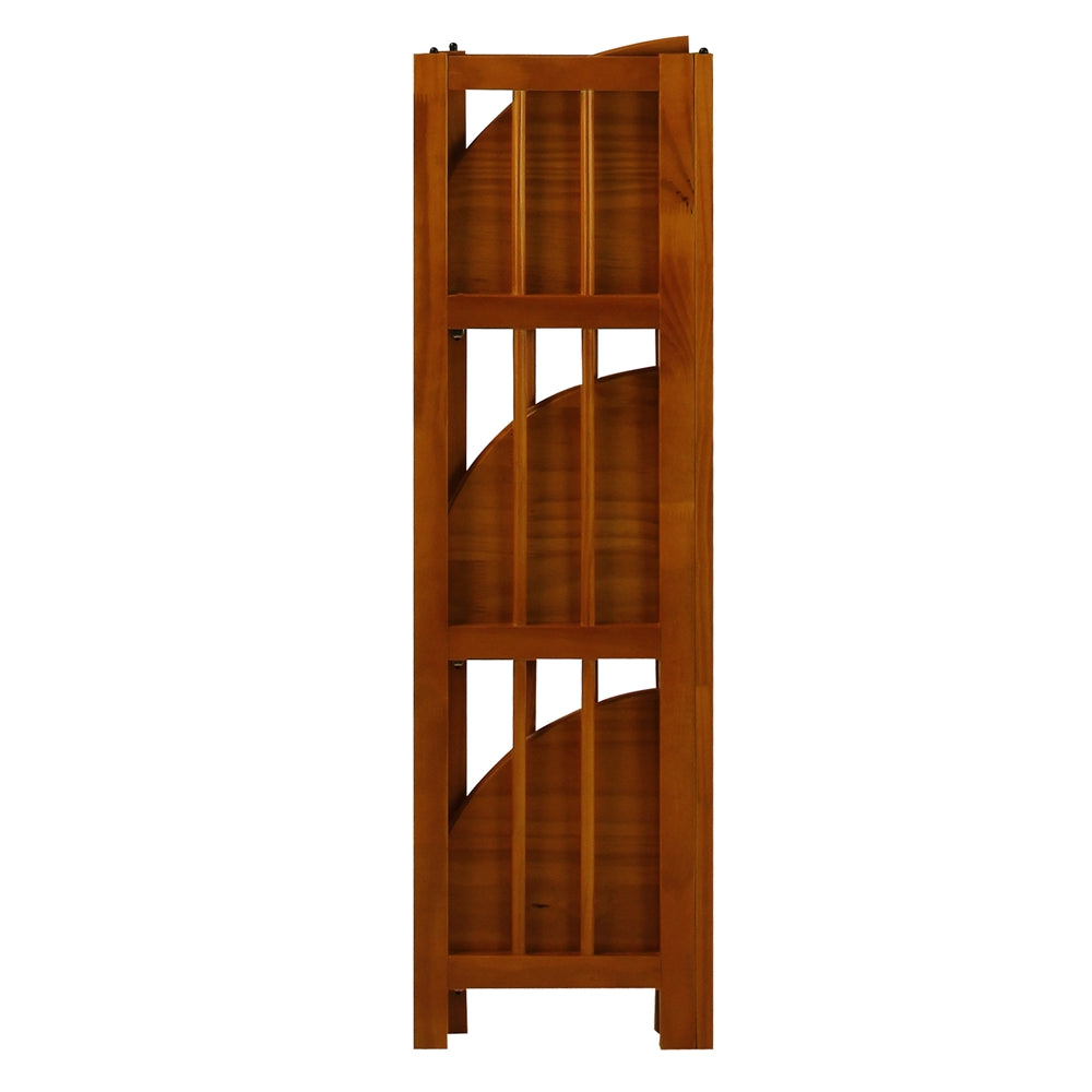 4-Shelf Corner Folding Bookcase-Honey Oak - Casual Home