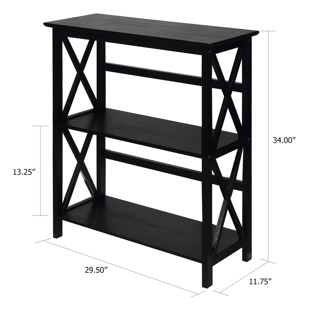 Montego 3-Shelf Bookcase-Black - Casual Home
