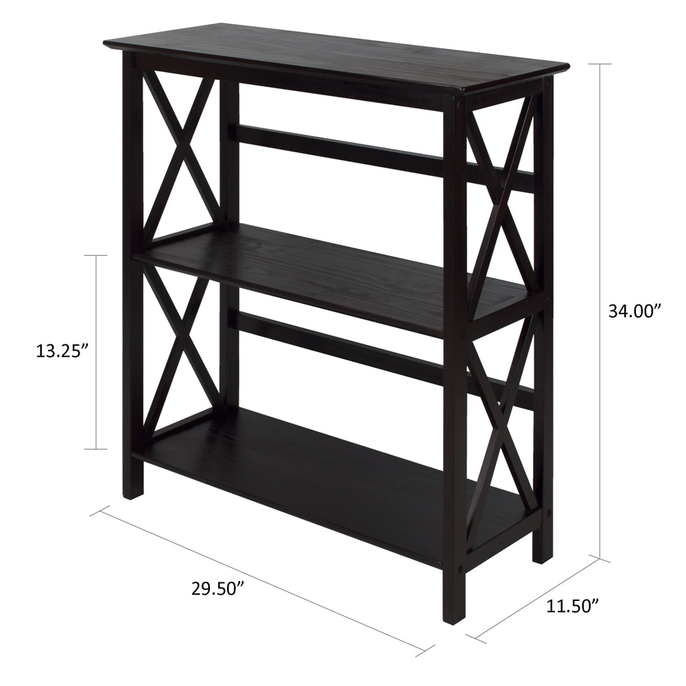 Montego 3-Shelf Bookcase-Espresso - Casual Home