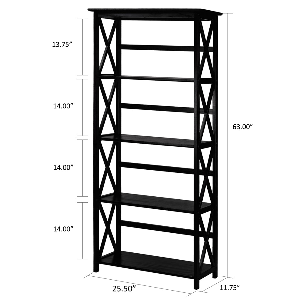 Montego 5-Shelf Bookcase-Black - Casual Home