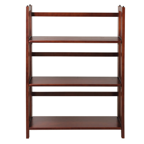 3-Shelf Folding Stackable Bookcase 27.5'' Wide-Walnut - Casual Home