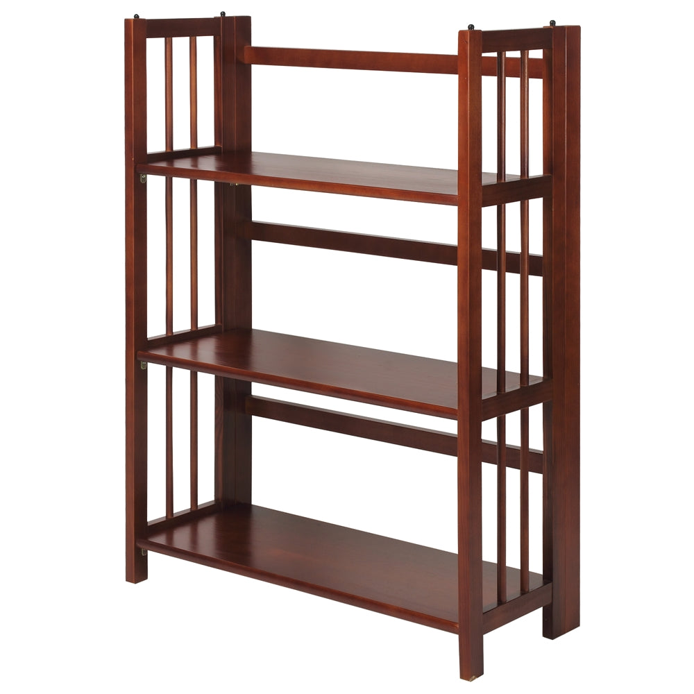 3-Shelf Folding Stackable Bookcase 27.5'' Wide-Walnut - Casual Home