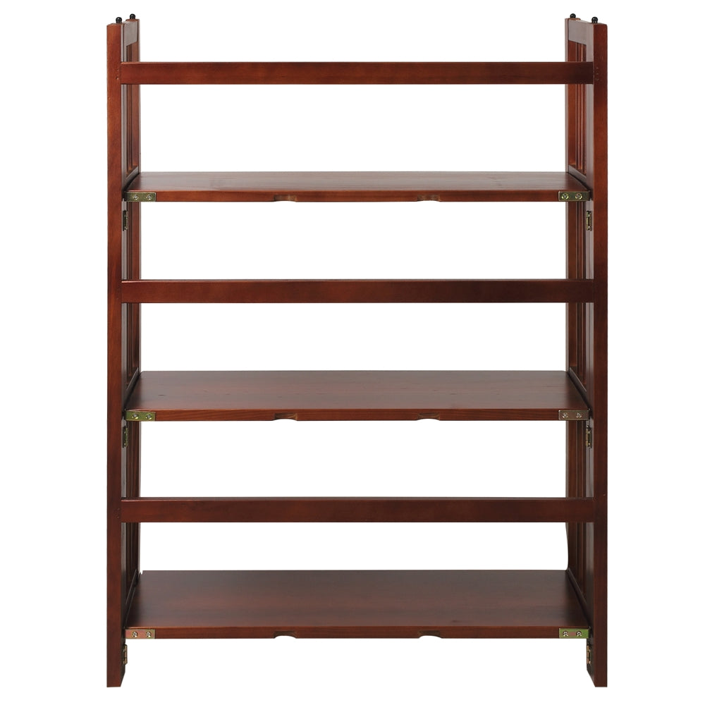 3-Shelf Folding Stackable Bookcase 27.5'' Wide-Walnut - Casual Home