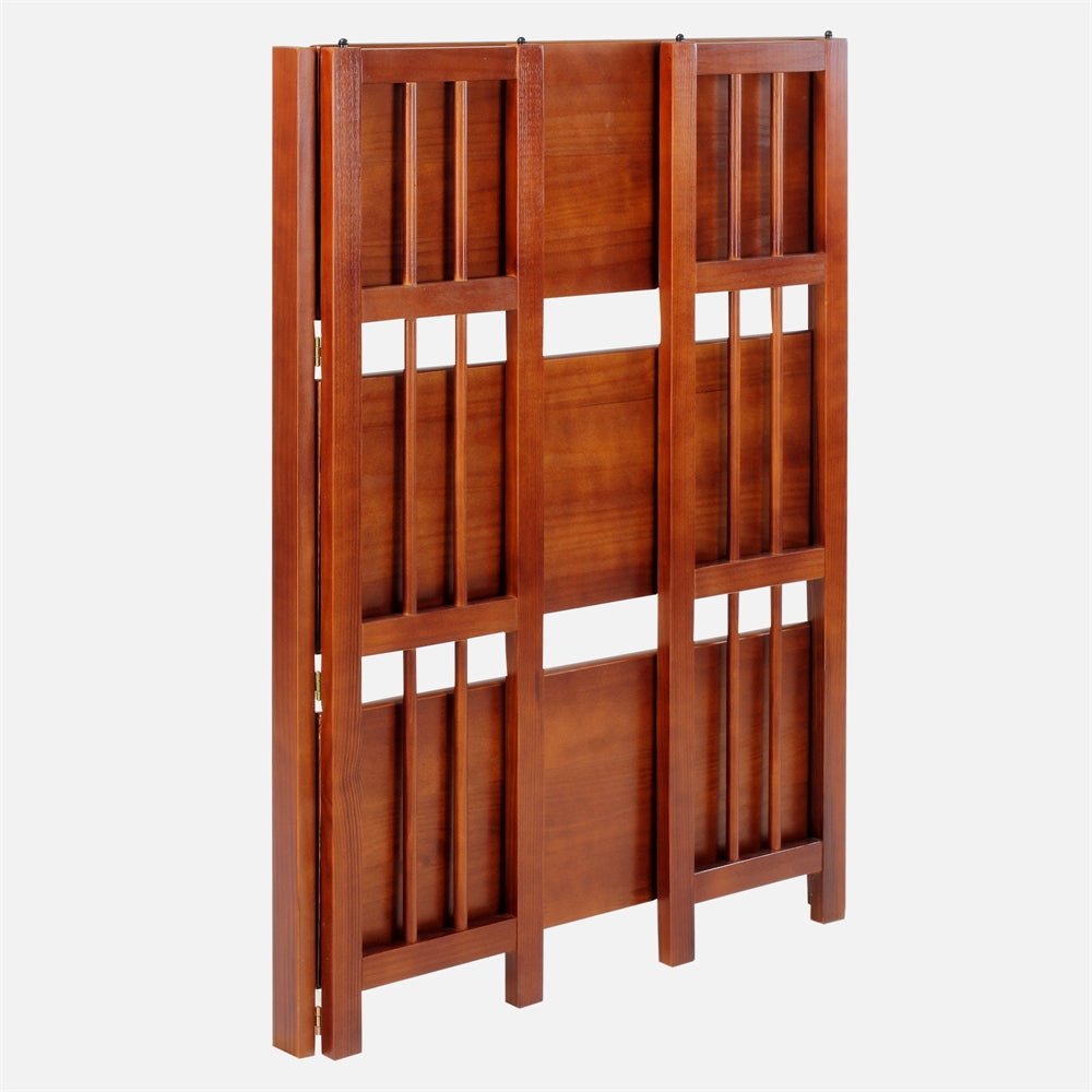 3-Shelf Folding Stackable Bookcase 27.5'' Wide-Walnut - Casual Home