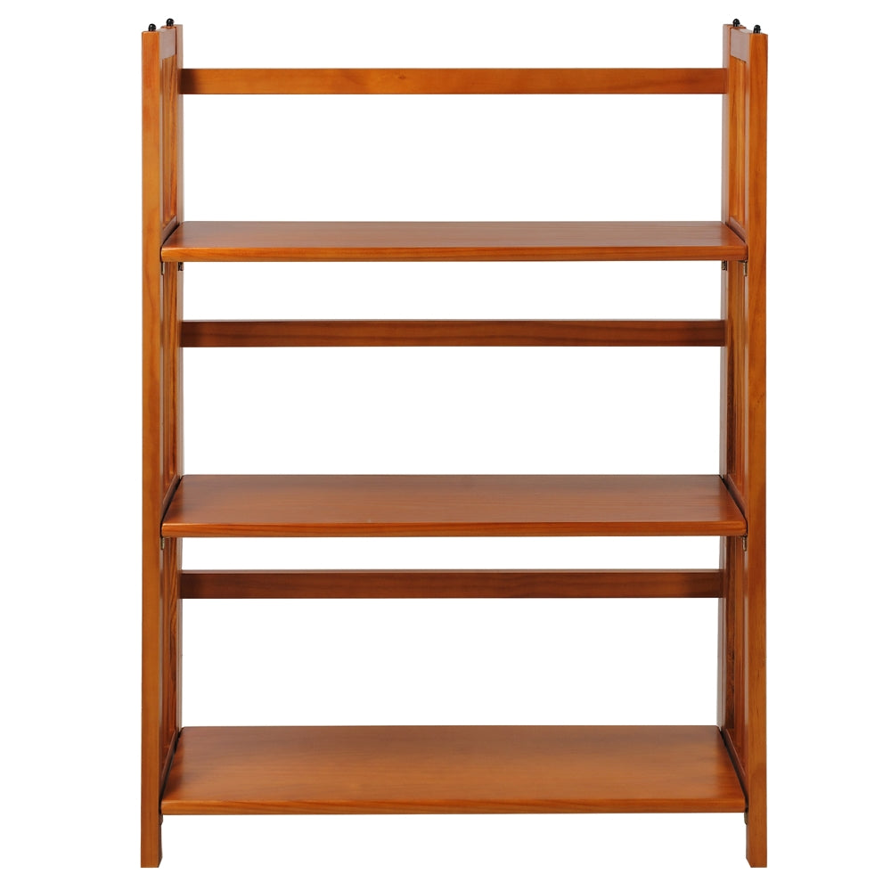 3-Shelf Folding Stackable Bookcase 27.5'' Wide-Honey Oak - Casual Home