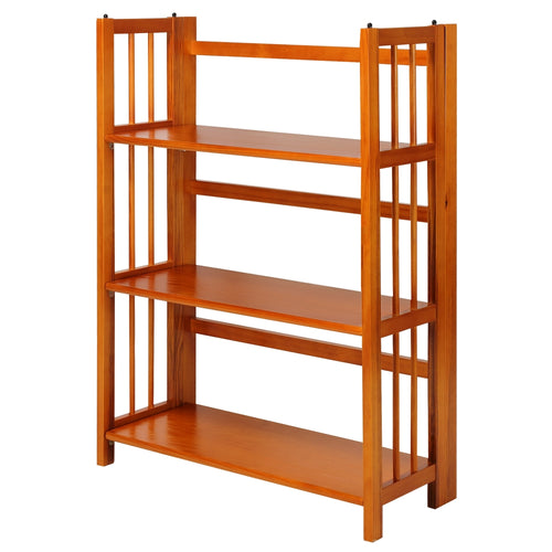 3-Shelf Folding Stackable Bookcase 27.5'' Wide-Honey Oak - Casual Home