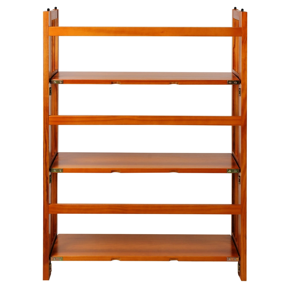 3-Shelf Folding Stackable Bookcase 27.5'' Wide-Honey Oak - Casual Home