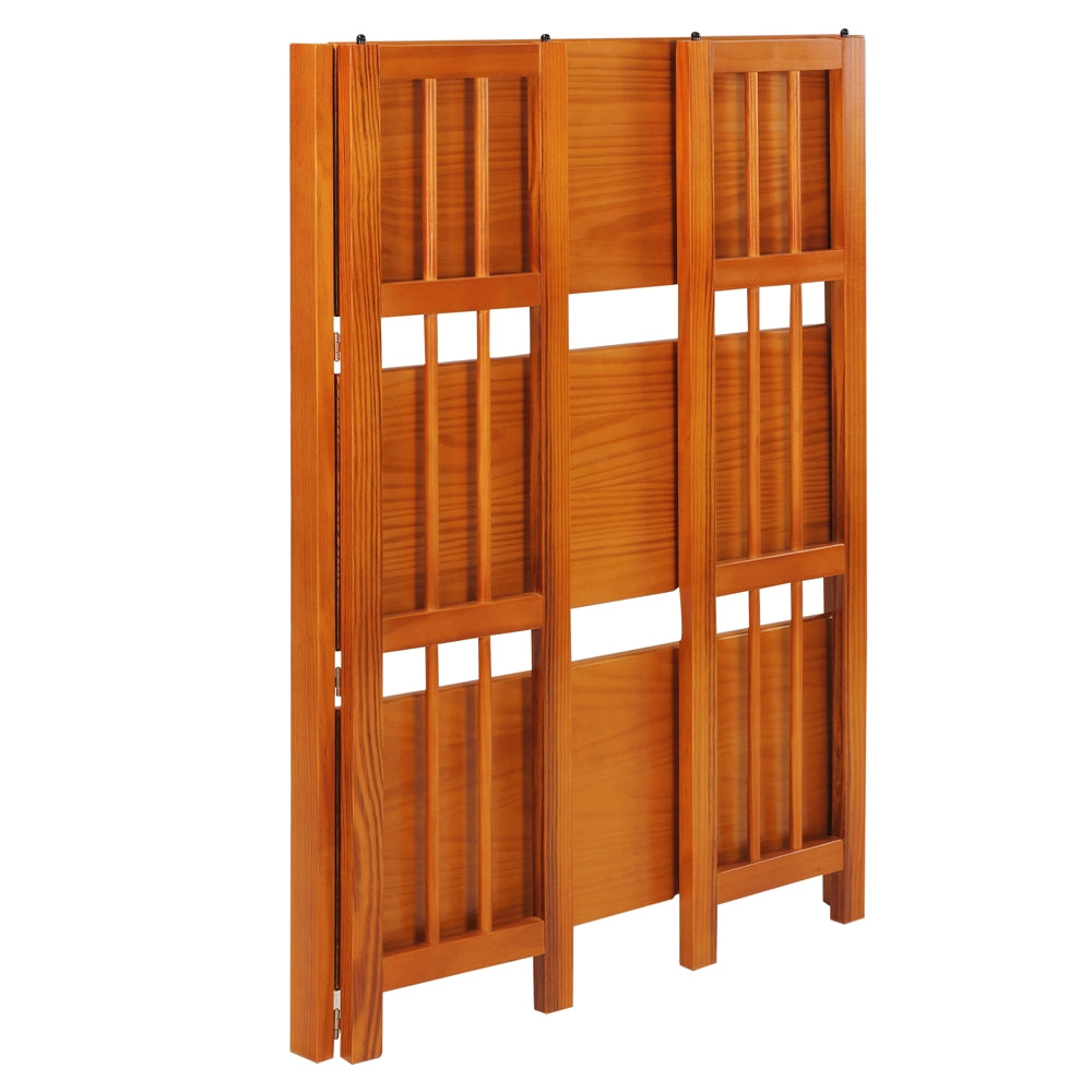 3-Shelf Folding Stackable Bookcase 27.5'' Wide-Honey Oak - Casual Home