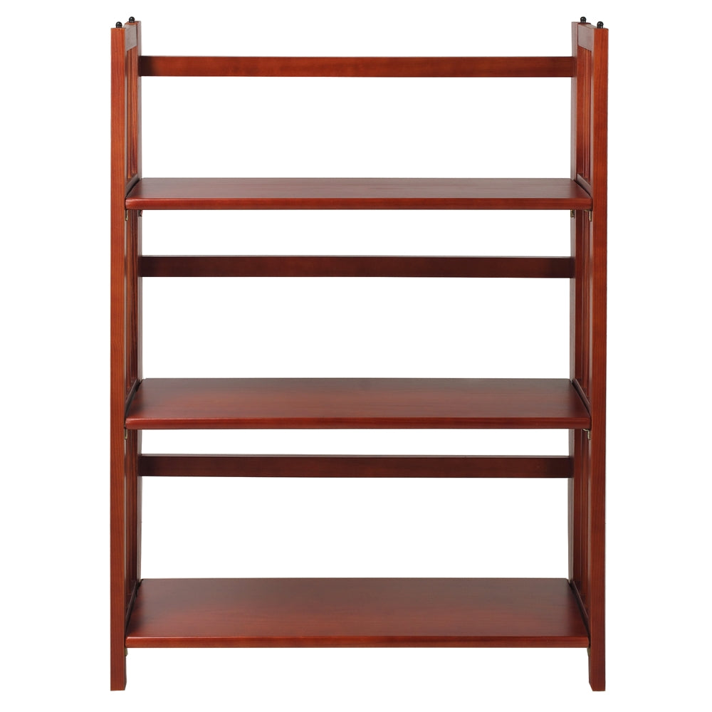 3-Shelf Folding Stackable Bookcase 27.5'' Wide-Mahogany - Casual Home