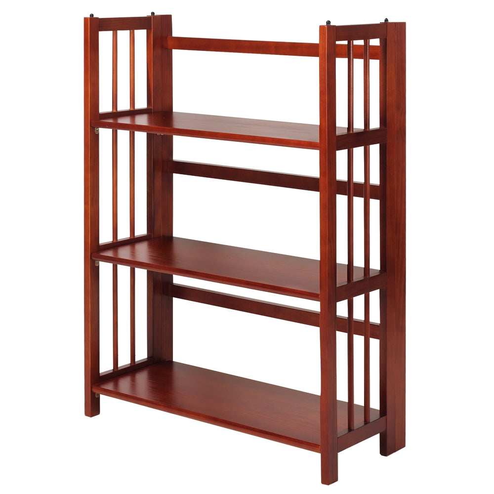 3-Shelf Folding Stackable Bookcase 27.5'' Wide-Mahogany - Casual Home