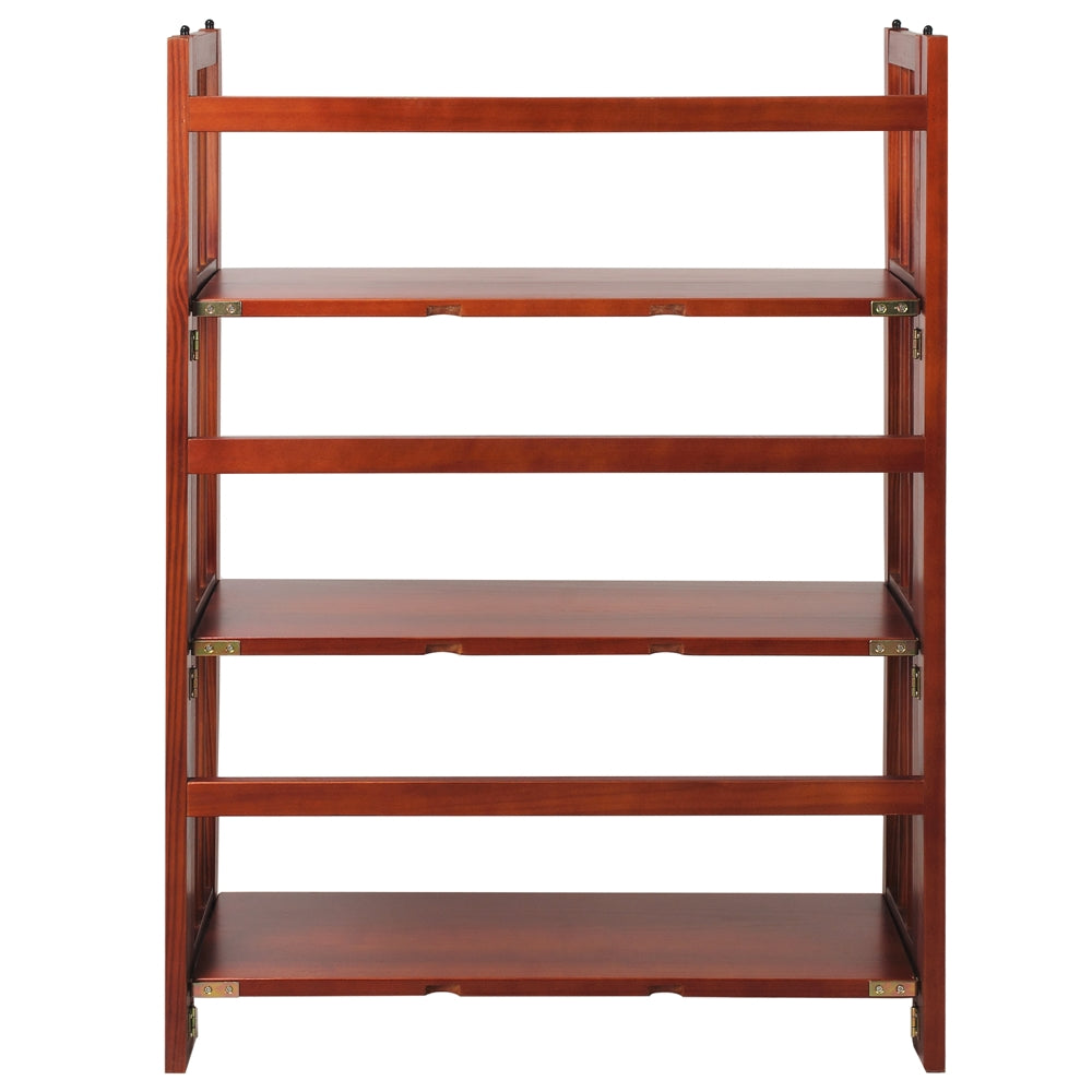 3-Shelf Folding Stackable Bookcase 27.5'' Wide-Mahogany - Casual Home