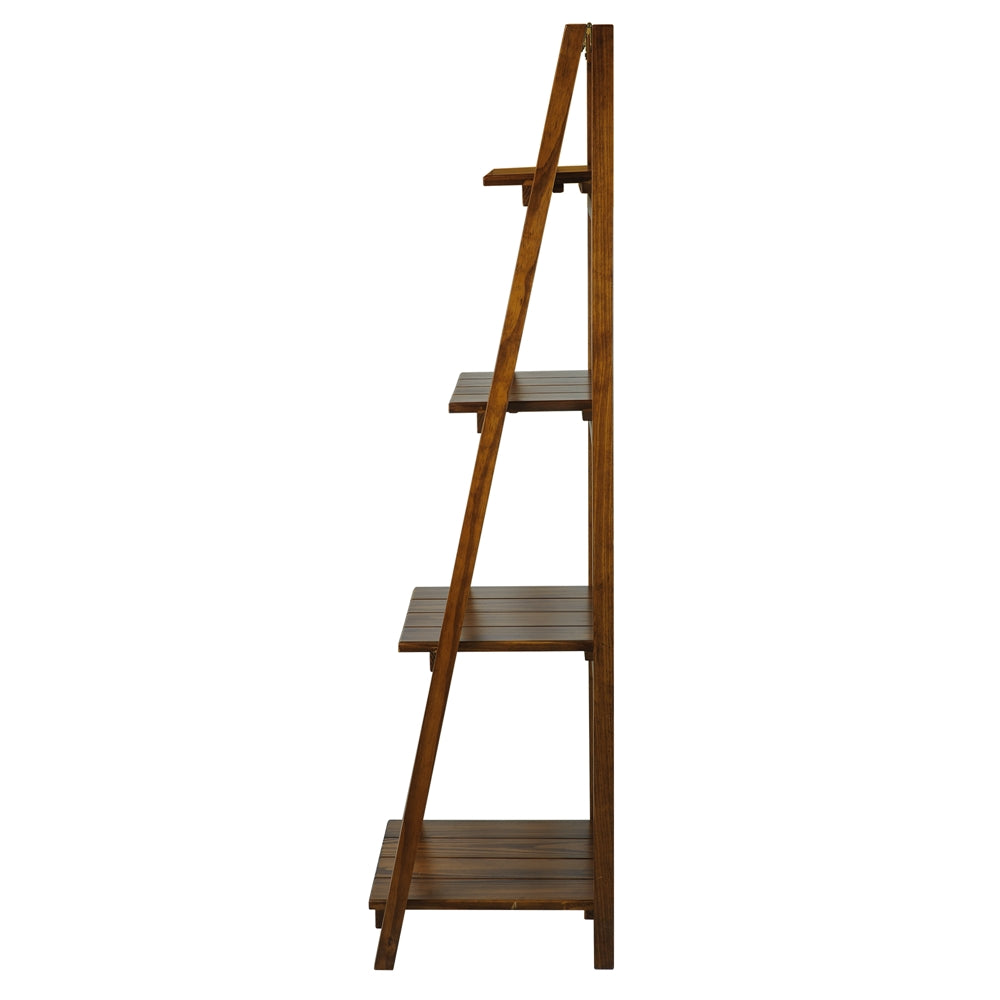Manhasset Slatted 4-Shelf Folding Bookcase-Warm Brown - Casual Home