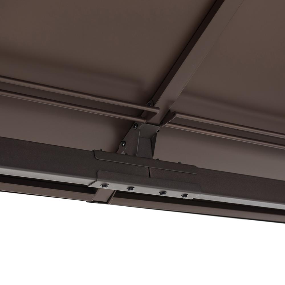 10 ft. x 12 ft. Black and Brown Steel Gazebo with 2-tier Hip Roof Hardtop - Sunjoy