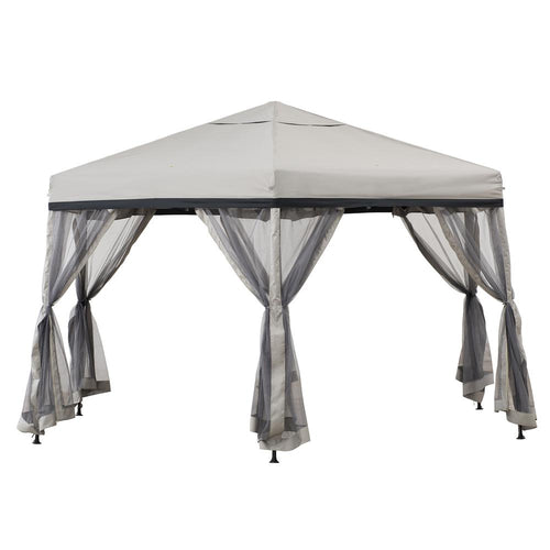 11 ft. x 11 ft. Gray and Black 2-tone Pop Up Portable Hexagon Steel Gazebo - Sunjoy