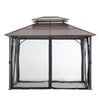 10 ft. x 12 ft. Black and Brown Steel Gazebo with 2-tier Hip Roof Hardtop - Sunjoy