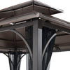 10 ft. x 12 ft. Black and Brown Steel Gazebo with 2-tier Hip Roof Hardtop - Sunjoy
