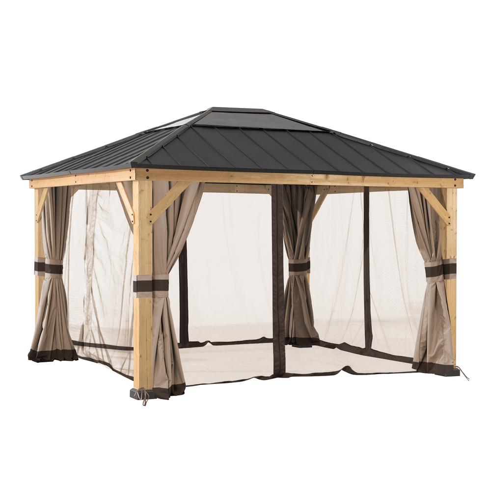 Universal Curtains and Mosquito Netting for 13×15ft Wood Framed Gazebos - Sunjoy