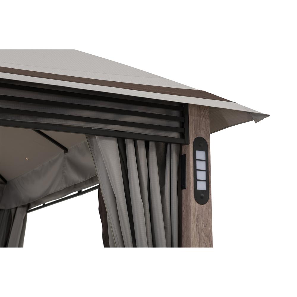 Monterey Park 2-tier Patio Gazebo with LED Lighting and Bluetooth Sound - Sunjoy