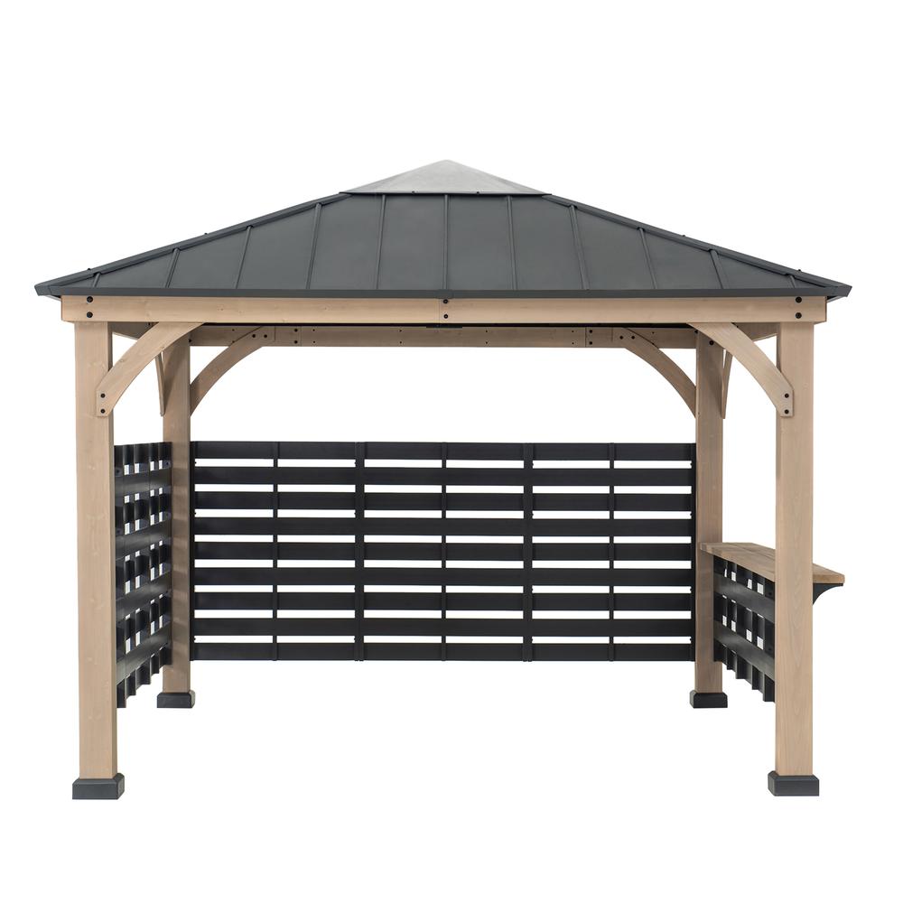 Cameron Cedar Wood Framed Hot Tub Gazebo with Steel and Polycarbonate Hardtop - Sunjoy