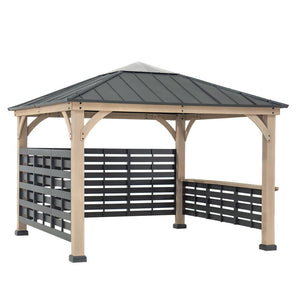 Cameron Cedar Wood Framed Hot Tub Gazebo with Steel and Polycarbonate Hardtop - Sunjoy
