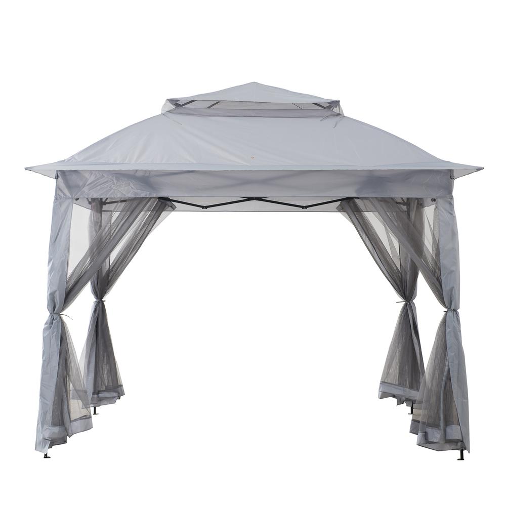 11 ft. x 11 ft. Gray Pop Up Portable Steel Gazebo - Sunjoy