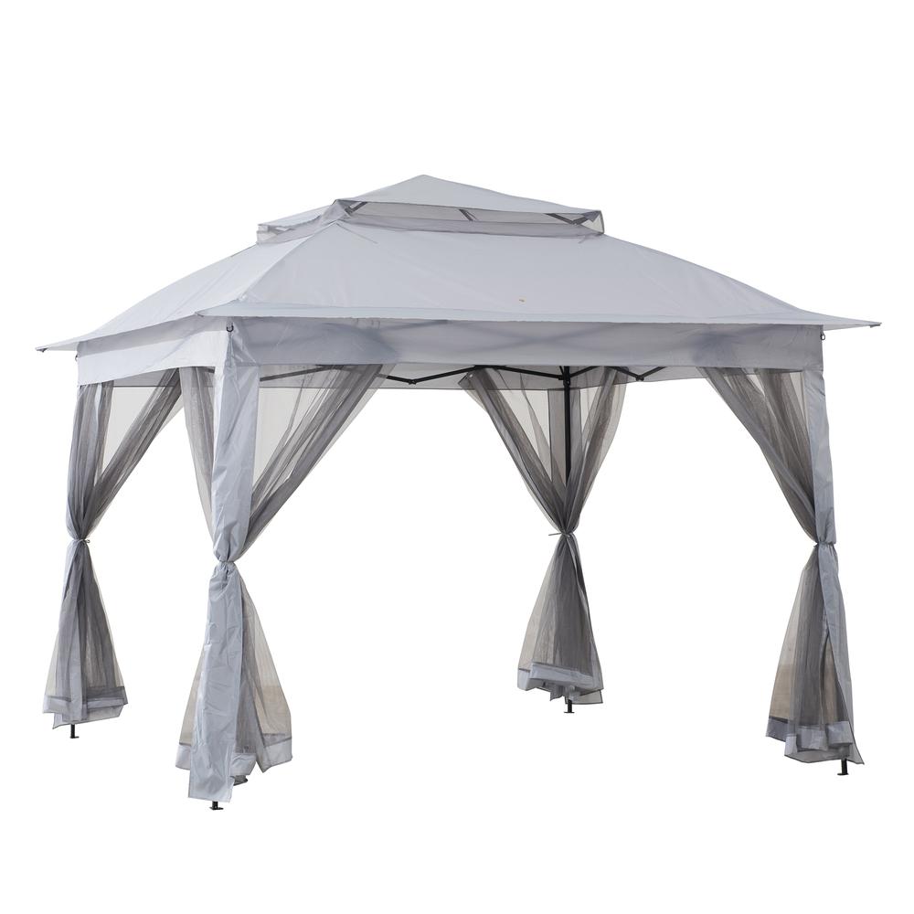 11 ft. x 11 ft. Gray Pop Up Portable Steel Gazebo - Sunjoy