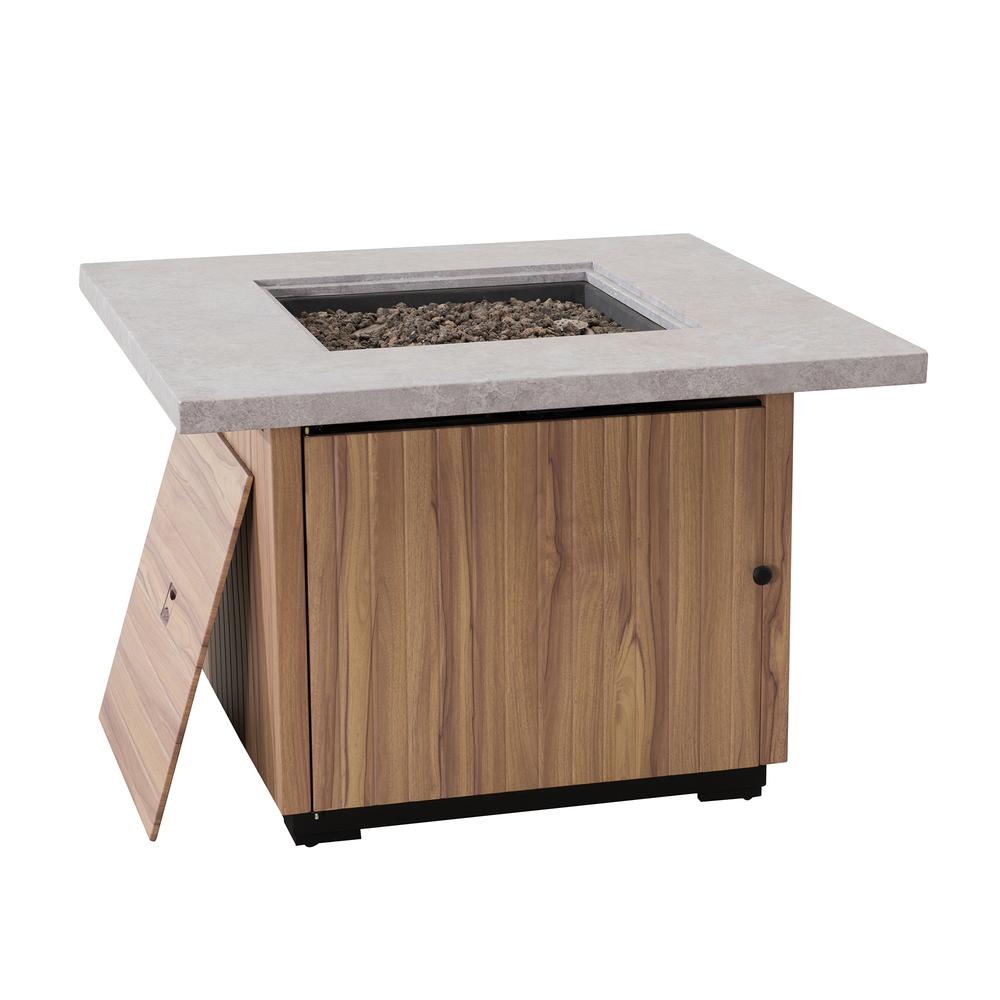 Sunjoy 38'' Outdoor Steel Propane Burning Fire Pit Table with Lid and Lava Rocks - Golden Bull Marketing