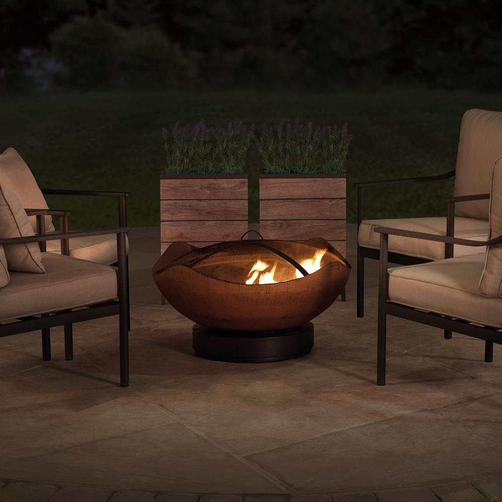 Sunjoy 34'' Patio Round Bowl Shaped Copper Wood Burning Steel Fire Pit - Golden Bull Marketing