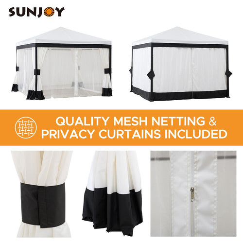 10 ft. x 10 ft. Black and White Steel Gazebo - Sunjoy