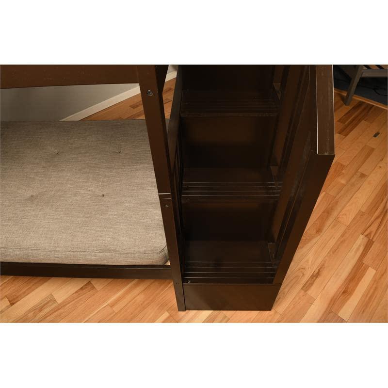 Kelcie Twin-Full Bunk Bed Dark Chocolate-Trundle Bed - KODIAK