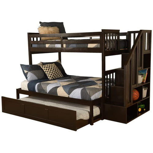 Kelcie Twin-Full Bunk Bed Dark Chocolate-Trundle Bed - KODIAK