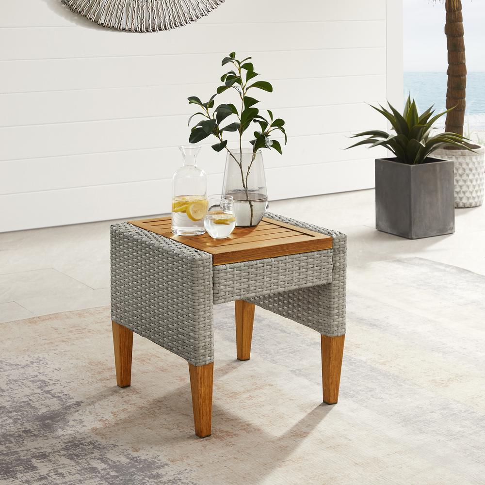 Capella Outdoor Wicker Side Table Gray/Acorn - Crosley Furniture