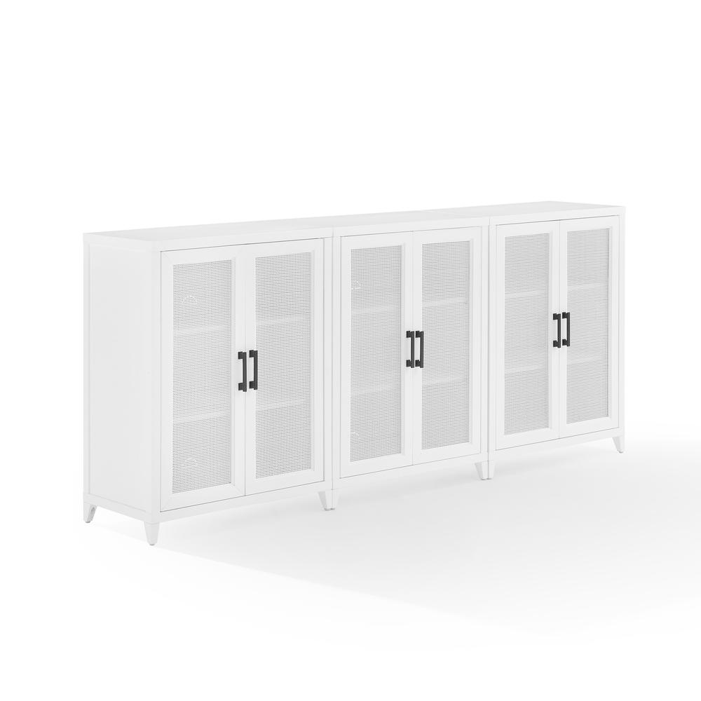 Milo 3Pc Media Storage Cabinet Set White - 3 Storage Pantries - Crosley