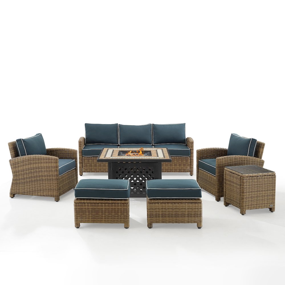 Bradenton 6Pc Wicker Outdoor Sofa Set W/ Fire Table - Crosley Furniture