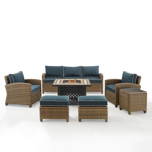 Bradenton 6Pc Wicker Outdoor Sofa Set W/ Fire Table - Crosley Furniture