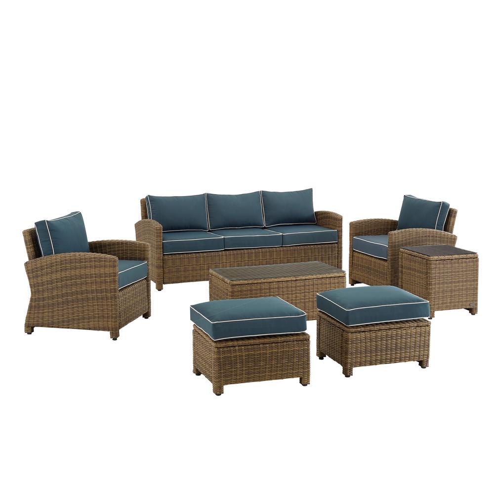 7Pc Outdoor Sofa Furniture Set, Sofa, Coffee&Side Table, 2 Armchairs, 2 Ottomans - Crosley Furniture
