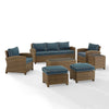 7Pc Outdoor Sofa Furniture Set, Sofa, Coffee&Side Table, 2 Armchairs, 2 Ottomans - Crosley Furniture