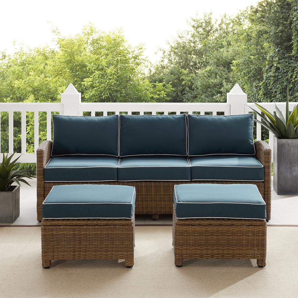 Bradenton 3Pc Wicker Outdoor Sofa Patio Furniture Set - Crosley Furniture